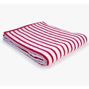 La grande serviette de plage toute douce en coton bio | Blanc/rouge