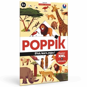 Poster pédagogique + 42 stickers LA SAVANE (5-12 ans)