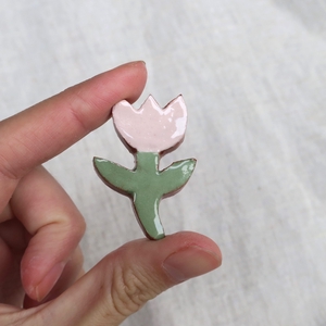 Broche Céramique Tulipe - Rose