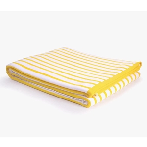 La grande serviette de plage toute douce en coton bio | Blanc/jaune