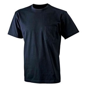 VM ♻ T-shirt Homme col rond noir en coton BIO avec poche (vêtements moches)
