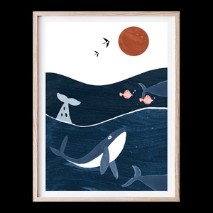 Poster décoratif chambre enfant - sans cadre - Océans et Baleines