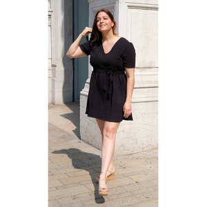 La robe toutes saisons en triple gaze de coton bio | Noir | Fabriquée en France