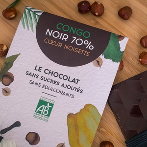 Chocolat Noir 70% Origine Congo - Coeur Noisette
