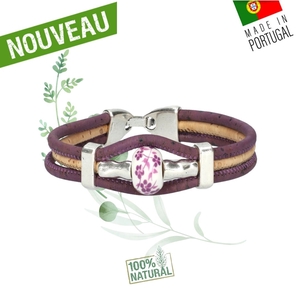 Bracelet en liège "Violette"- Bracelet Femme Vegan