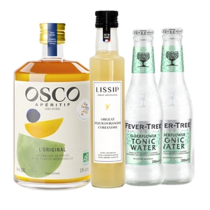 Kit cocktail Kirosco : OSCO L'Original bio (70cl), Sirop orgeat Lissip & sodas fleur de sureau (2x20cl)
