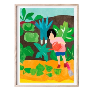Affiche Décorative - sans cadre - Petite fille au Potager