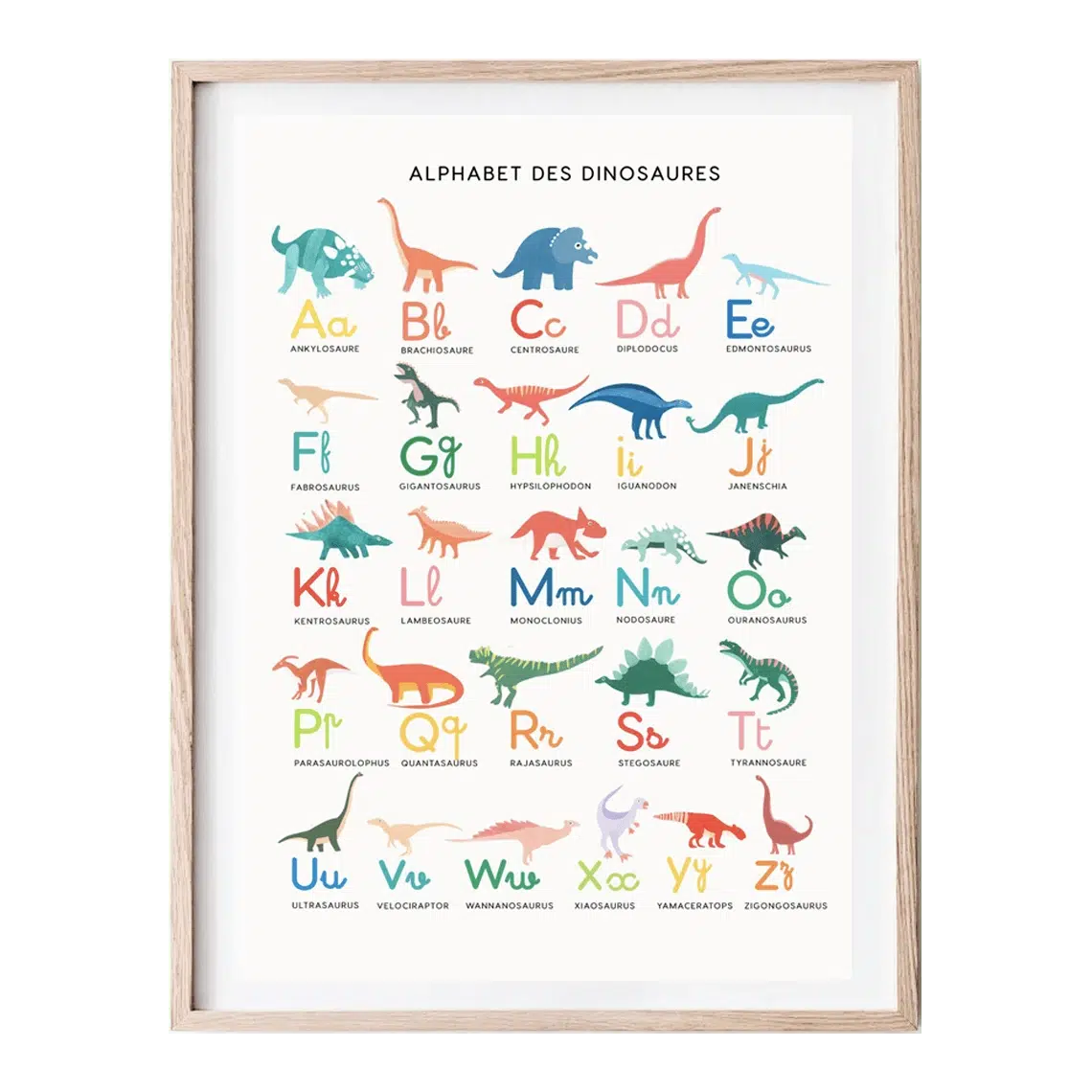 Affiche Abécédaire Dinosaure - Sans cadre