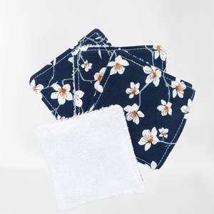 Lingettes lavables Lou - fleurs bleues