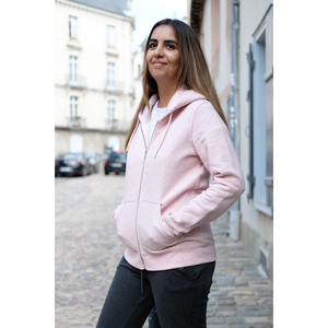 VM ♻ Veste capuche zippée femmes rose crème chiné en coton BIO (vêtements moches)