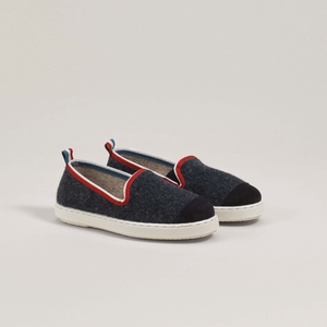 Chausson Enfants laine recyclée, bleu marine flag
